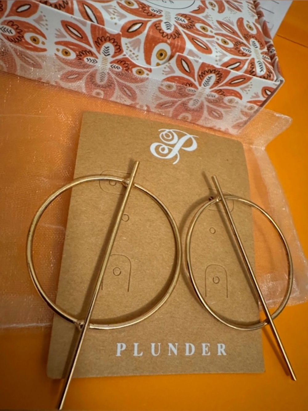 Plunder Adelaide Gold Tone Earrings New in Box Includes Pouch Plunder Design NWT